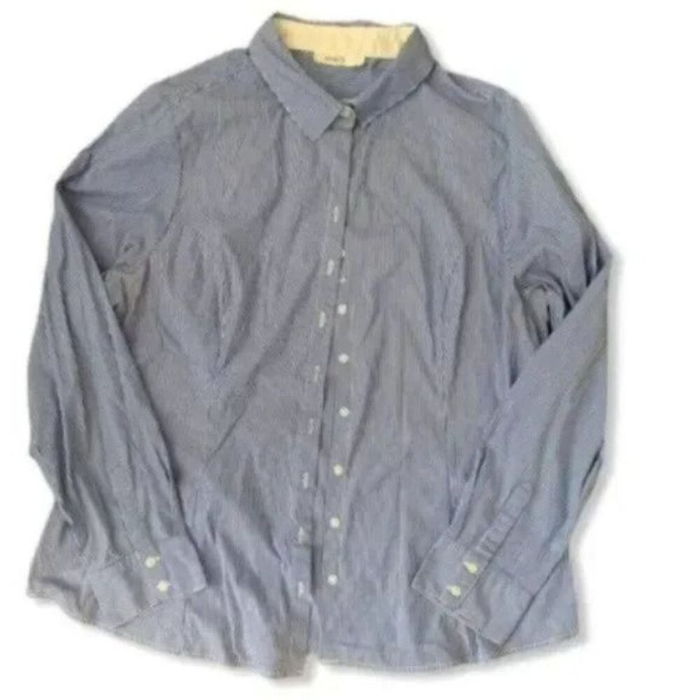 Ricki’s blue white stripe classic button front top size 14